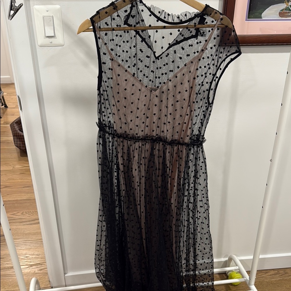 All Saints Black and Tan Sleeveless Midi Sundress